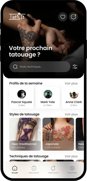 Aperçu de l'application Tat's It sur mobile